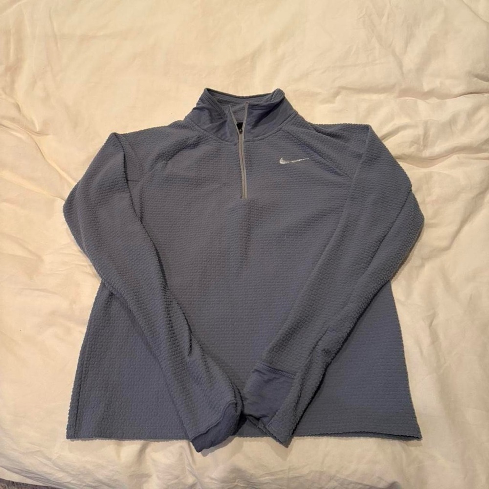Nike Light Blue Textured Quarter-Zip Top